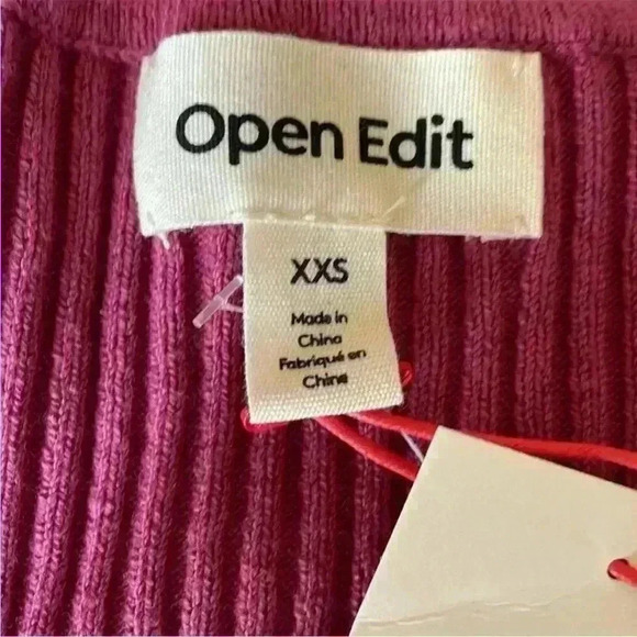 Open Edit Rib Scoop Neck Sweater in Pink Malaga Size XXS NWT - Picture 4 of 8